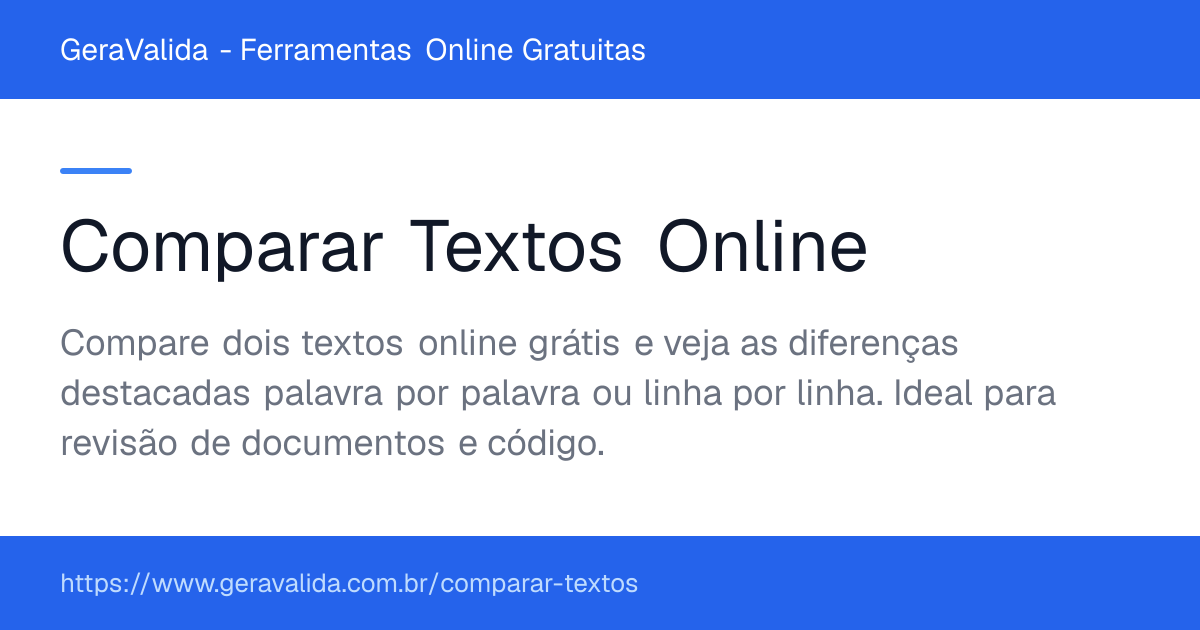 Comparar Textos Online — ferramenta online gratuita do GeraValida