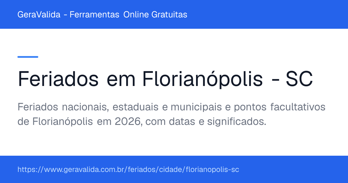 Feriados em Florianópolis (SC) — GeraValida