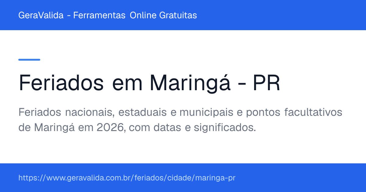 Feriados em Maringá (PR) — GeraValida