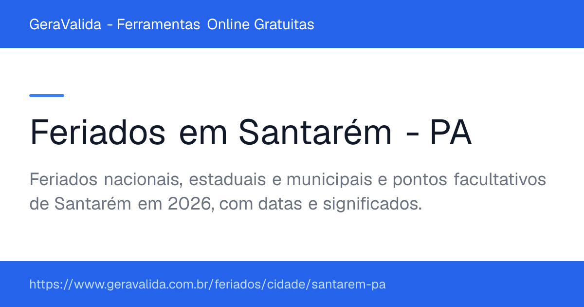 Feriados em Santarém (PA) — GeraValida