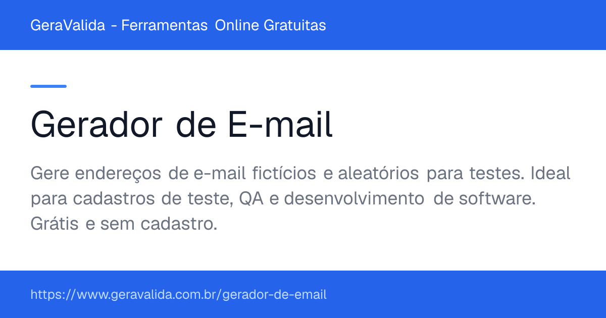 Gerador de E-mail — ferramenta online gratuita do GeraValida