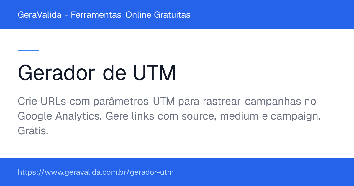 Gerador de UTM — ferramenta online gratuita do GeraValida