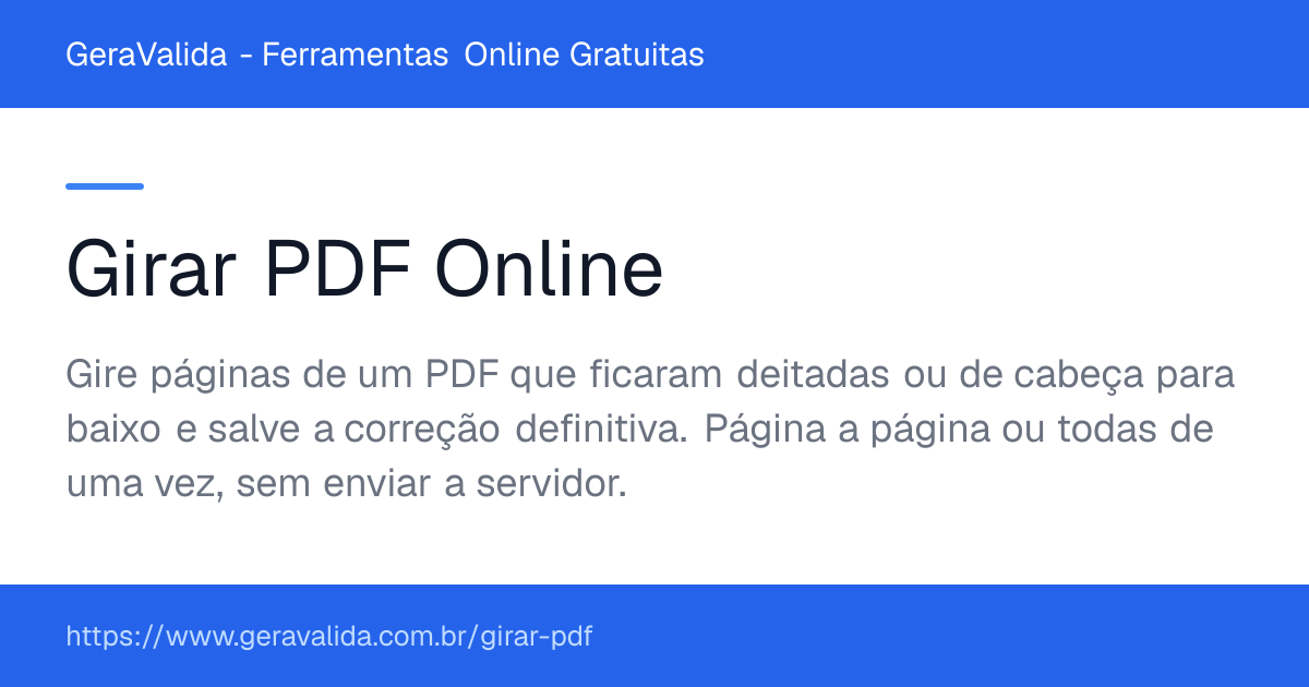 Girar PDF Online — ferramenta online gratuita do GeraValida