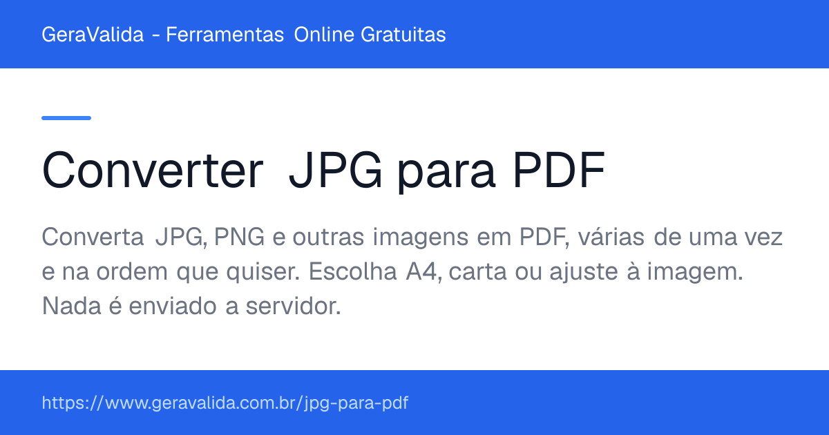 Converter JPG para PDF — ferramenta online gratuita do GeraValida