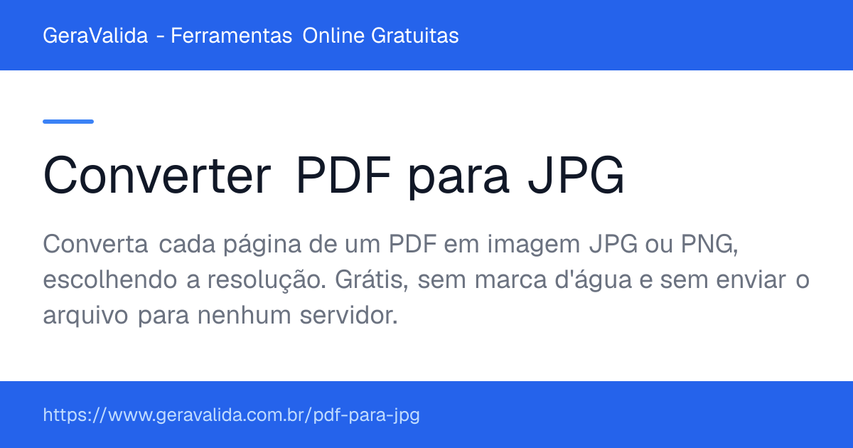 Converter PDF para JPG — ferramenta online gratuita do GeraValida